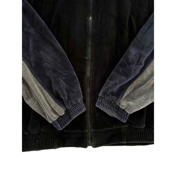Vintage Perry Ellis America Active Men's XXL Black Blue Gray Velour Zip Jacket - Picture 3 of 9